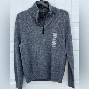 Men Banana Republic Italian yarn grey sweater M 1/4 zip